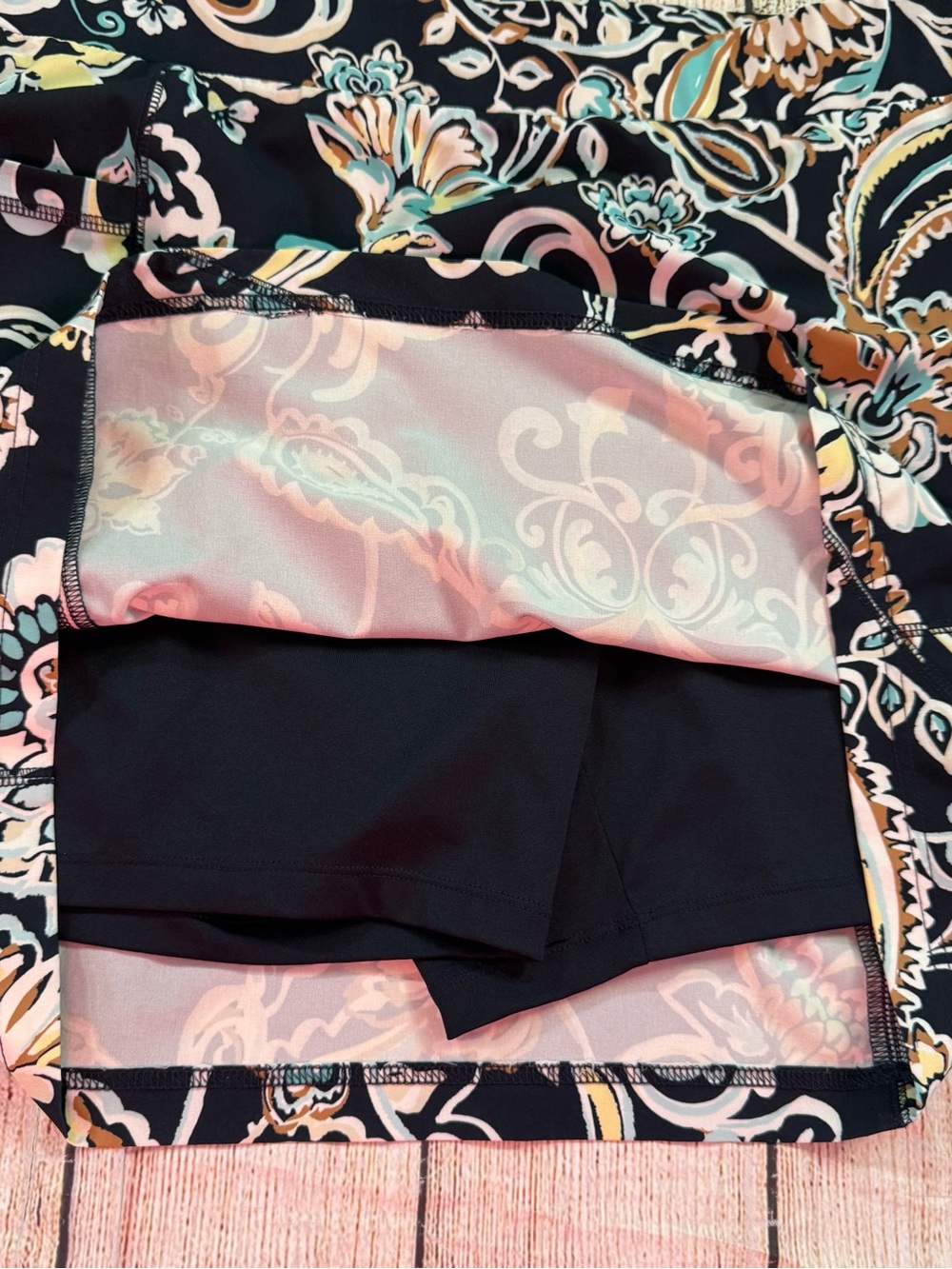 Chico’s A Line Skort Skirt Shorts Dark Blue White Paisley Print Size 16 - Picture 9 of 14